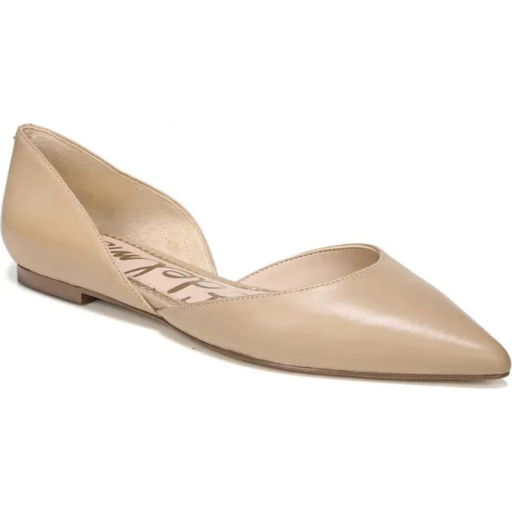 Sam Edelman Rodney pointy toe D’orsay flats in classic nude leather